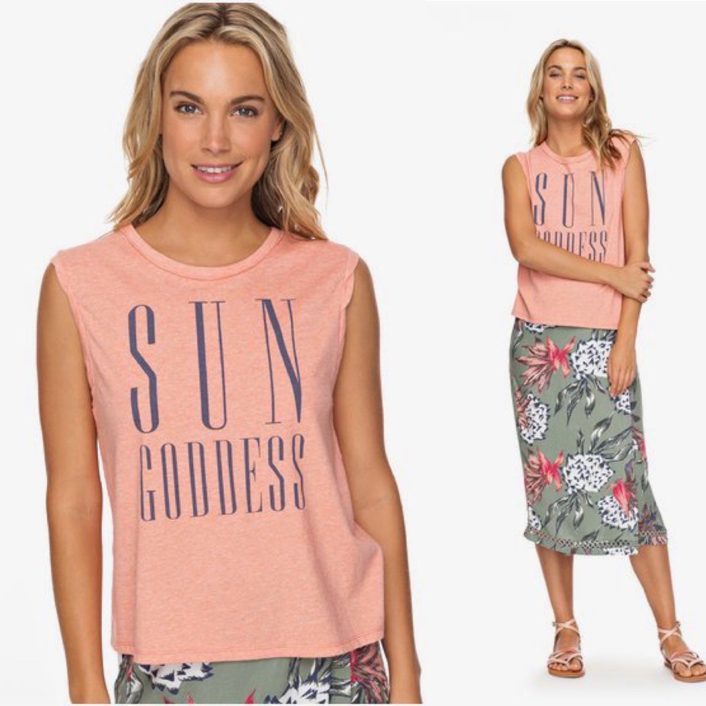 Roxy Peach Sun Goddess Sleeveless Tee Xs